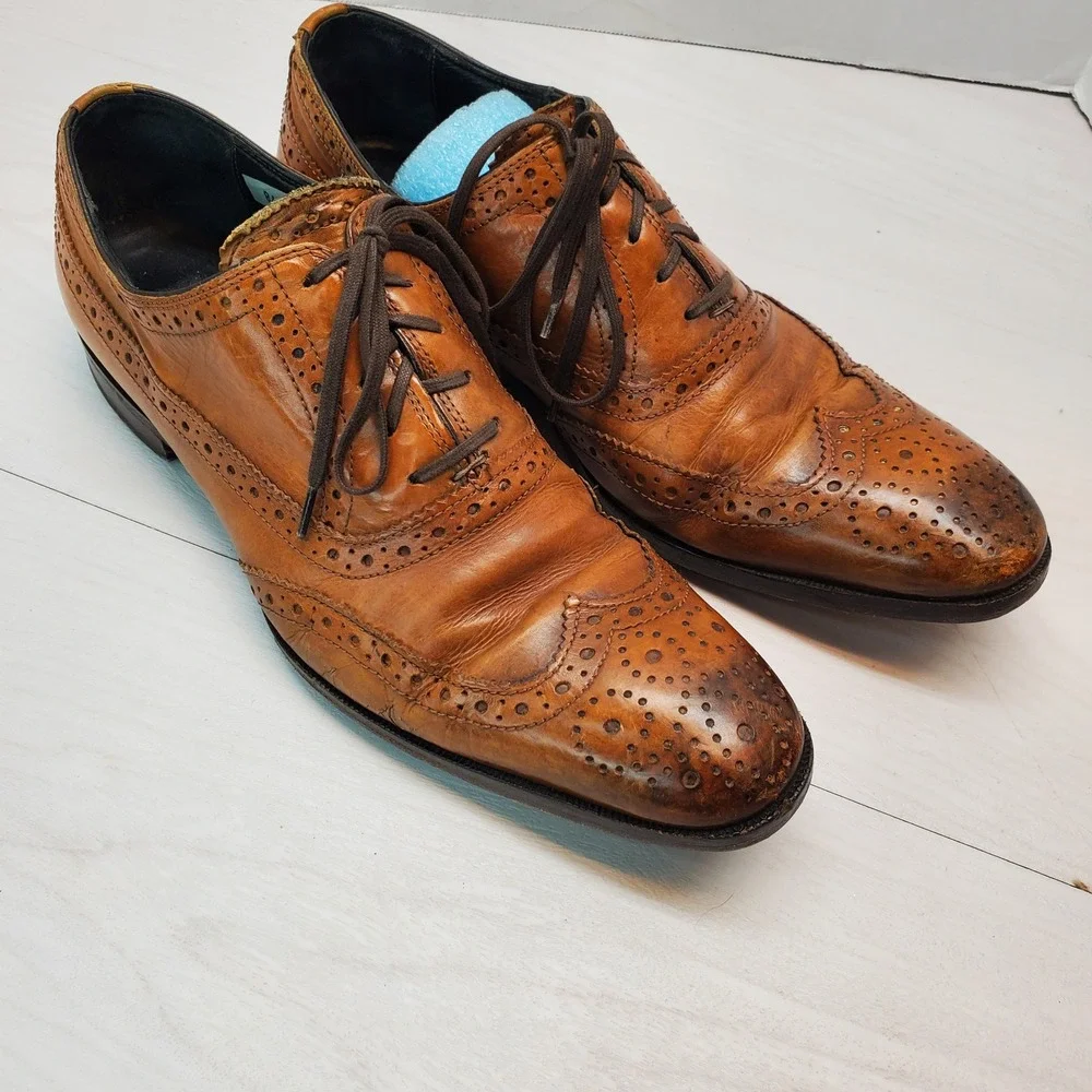 To‎ Boot New York Adam Derrick Mens Brown Leather Wingtip Brogue Oxfords 8.5 Lux